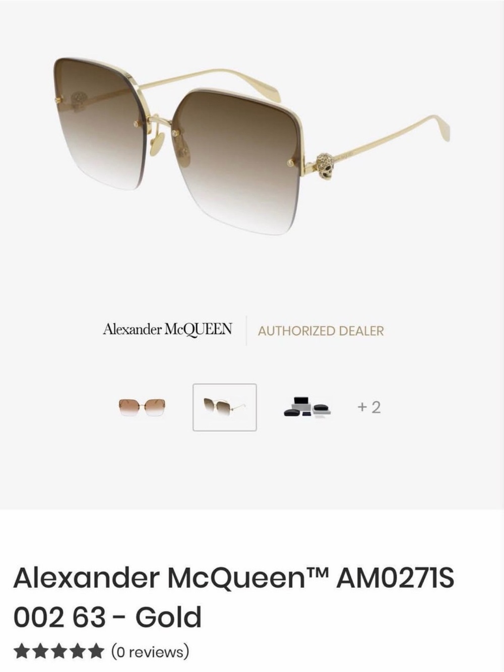 Alexander McQueen Gold Frame Sunglasses with Brown Gradient Lenses